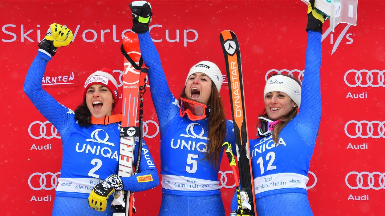 Federica Brignone (gauche), Sofia Goggia (centre) et Nadia Fanchini (droite) Federica Brignone (gauche), Sofia Goggia (centre) et Nadia Fanchini (droite)