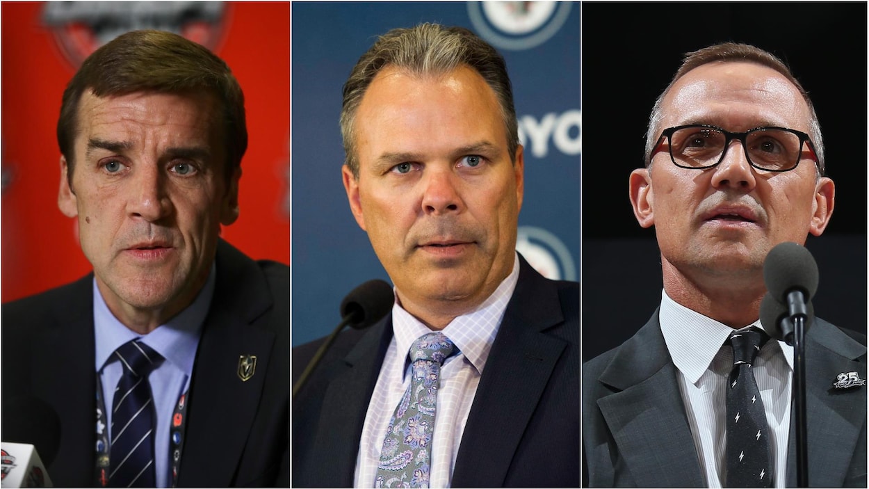 George McPhee (Vegas), Kevin Cheveldayoff (Winnipeg) et Steve Yzerman (Tampa Bay) George McPhee (Vegas), Kevin Cheveldayoff (Winnipeg) et Steve Yzerman (Tampa Bay)