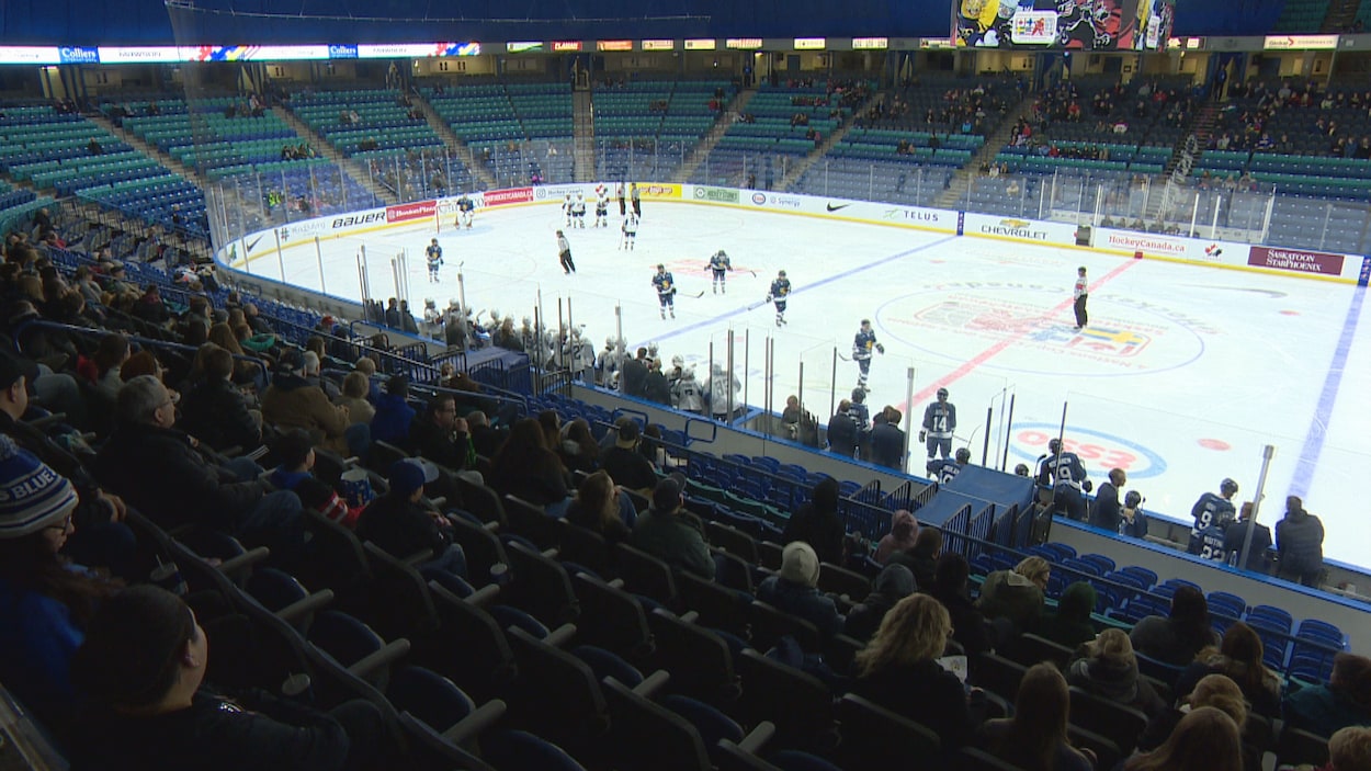Des spectateurs regardent un match de hockey féminin entre la Finlande et les États-Unis à la Coupe des quatre nations. Des spectateurs regardent un match de hockey féminin entre la Finlande et les États-Unis à la Coupe des quatre nations.