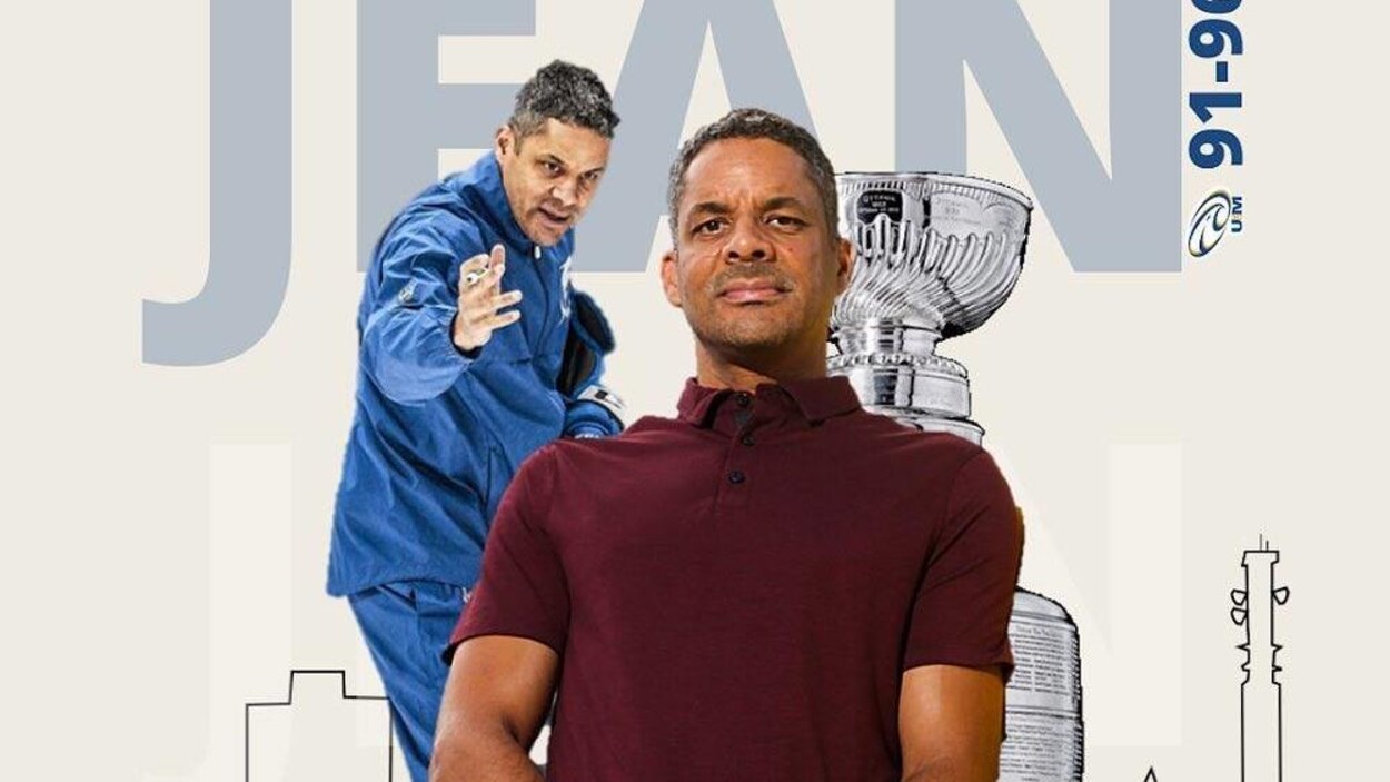 Photomontage avec Frantz Jean à l'avant-plan devant la coupe Stanley.