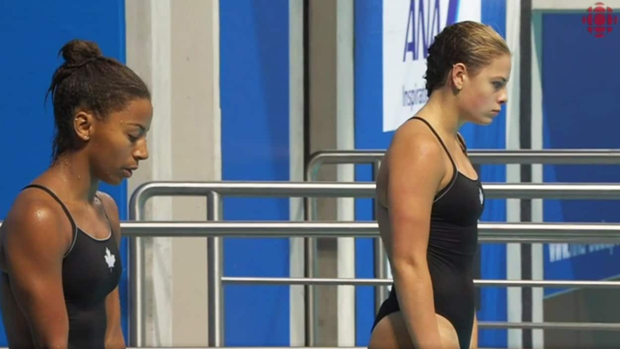 Jennifer Abel et Melissa Citrini-Beaulieu sur la tour de 10 m Jennifer Abel et Melissa Citrini-Beaulieu sur la tour de 10 m