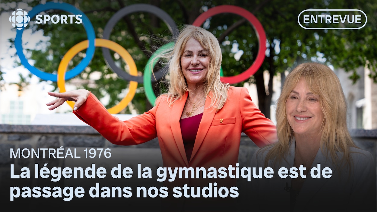 Nadia Comăneci, la reine des Jeux de Montréal, est de passage dans nos studios