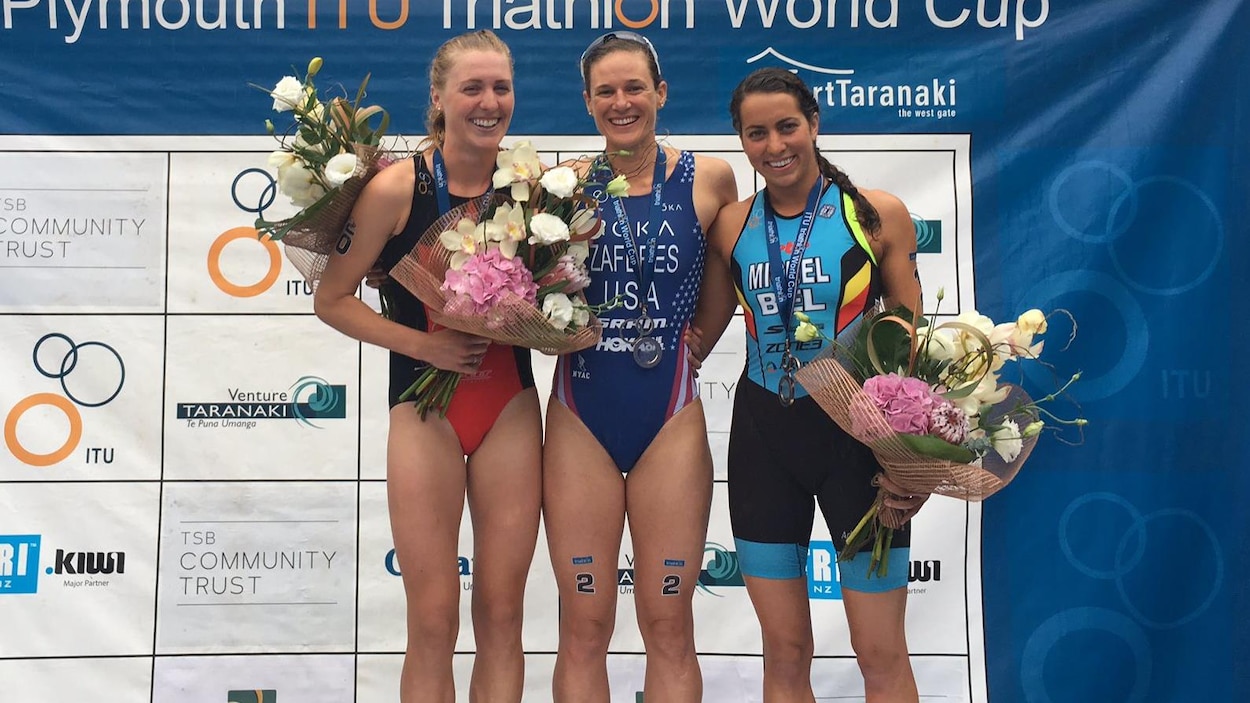 Joanna Brown (gauche), Katie Zaferes (centre) et Claire Michel (droite)