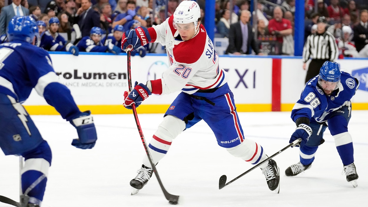 Slafkovsky brille au moment où Suzuki et Caufield sont un peu éteints