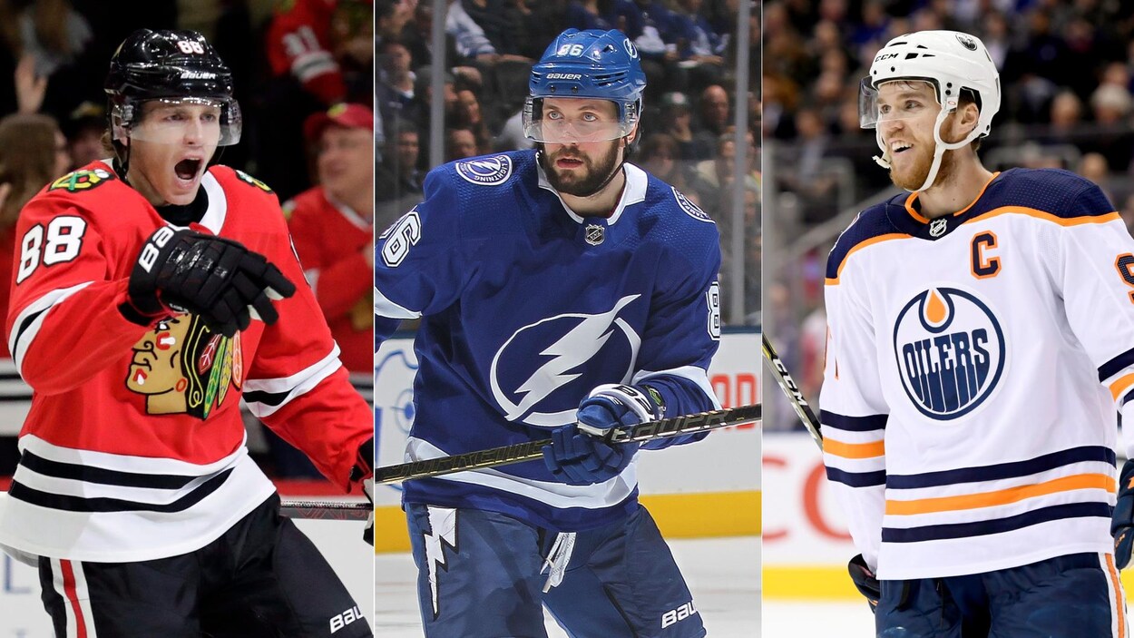 Patrick Kane, Nikita Kucherov et Connor McDavid
