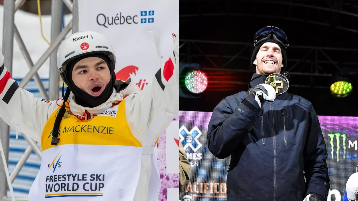 Kingsbury lève les bras dans les airs, et Parrot montre sa médaille.