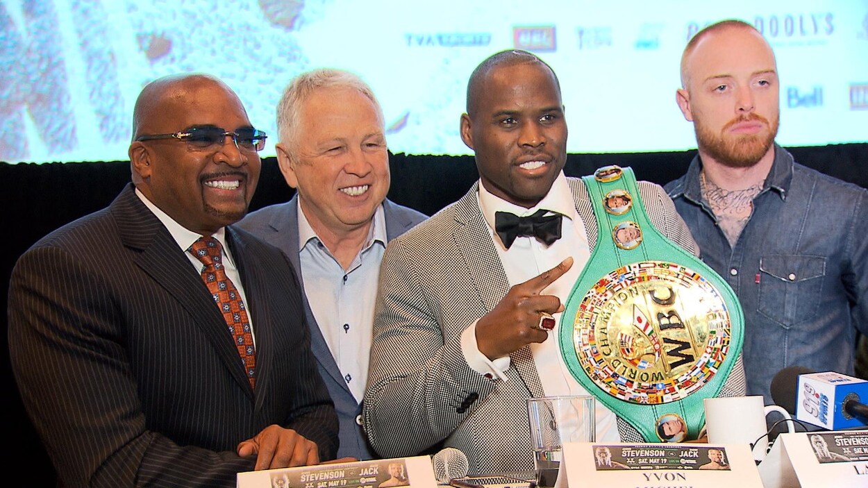 Leonard Ellerbe, Yvon Michel, Adonis Stevenson et Lee Baxter Leonard Ellerbe, Yvon Michel, Adonis Stevenson et Lee Baxter