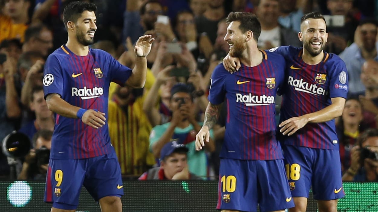 Luis Suarez, Lionel Messi et Jordi Alba du FC Barcelone Luis Suarez, Lionel Messi et Jordi Alba du FC Barcelone