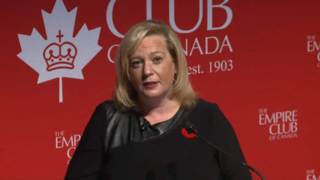 Lisa MacLeod parle au micro.