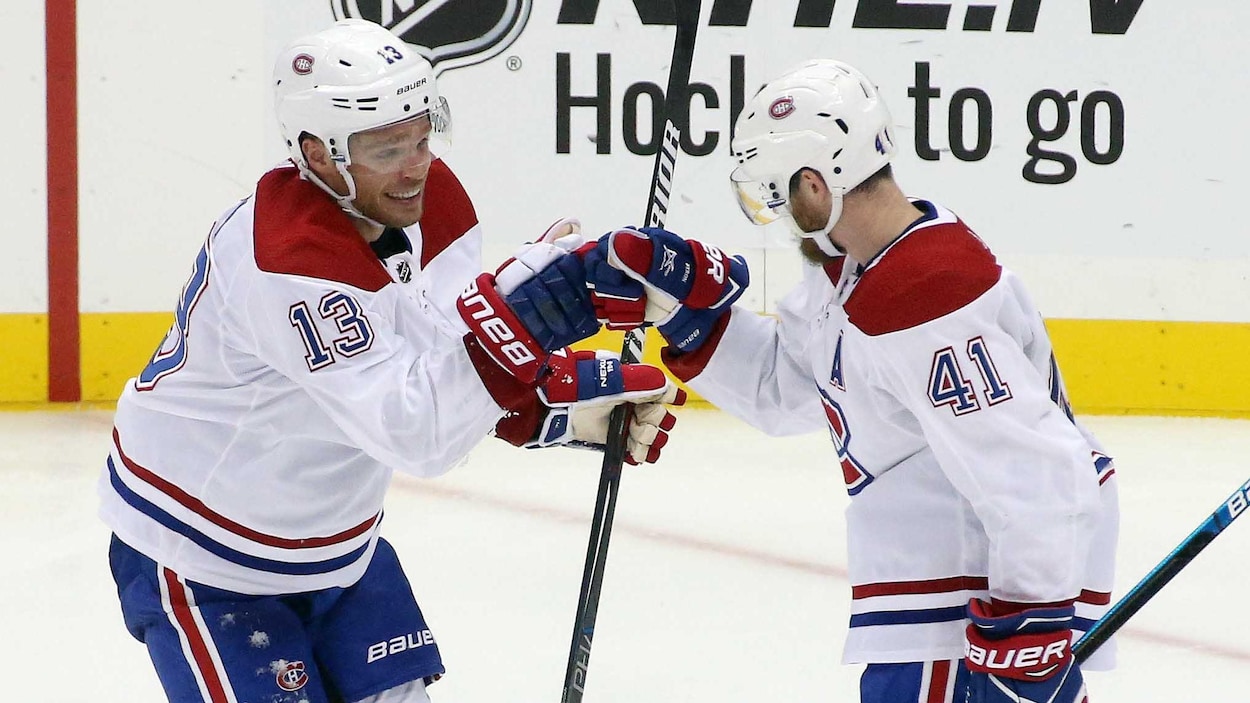 Max Domi (à gauche) et Paul Byron