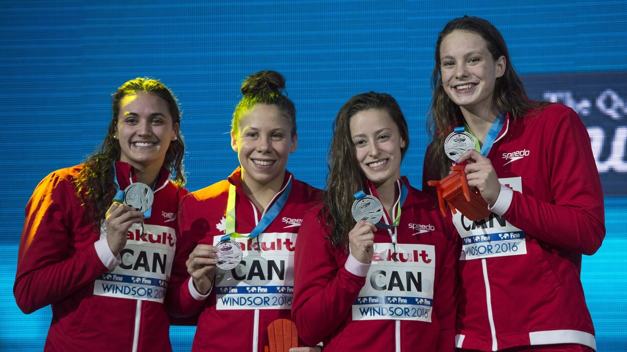 Kylie Masse, Rachel Nicol, Katerine Savard et Penny Oleksiak