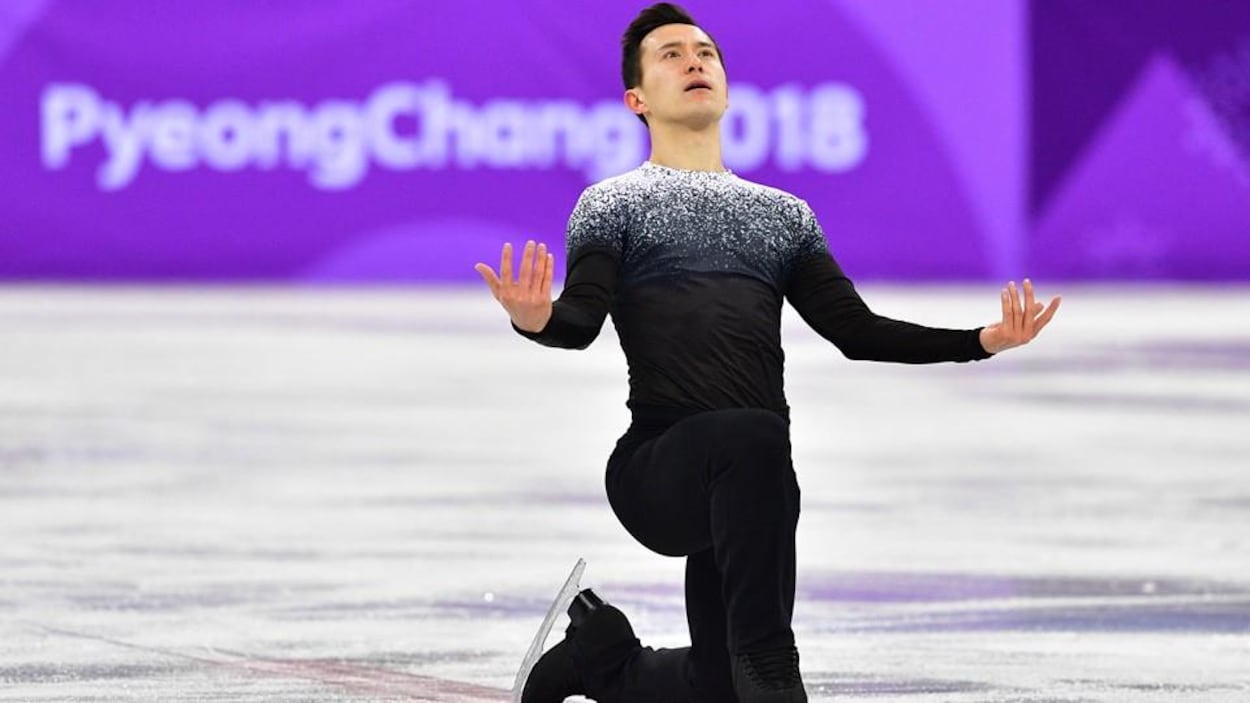 Patrick Chan lors de l'épreuve par équipe de patinage artistique aux Jeux de Pyeongchang Patrick Chan lors de l'épreuve par équipe de patinage artistique aux Jeux de Pyeongchang