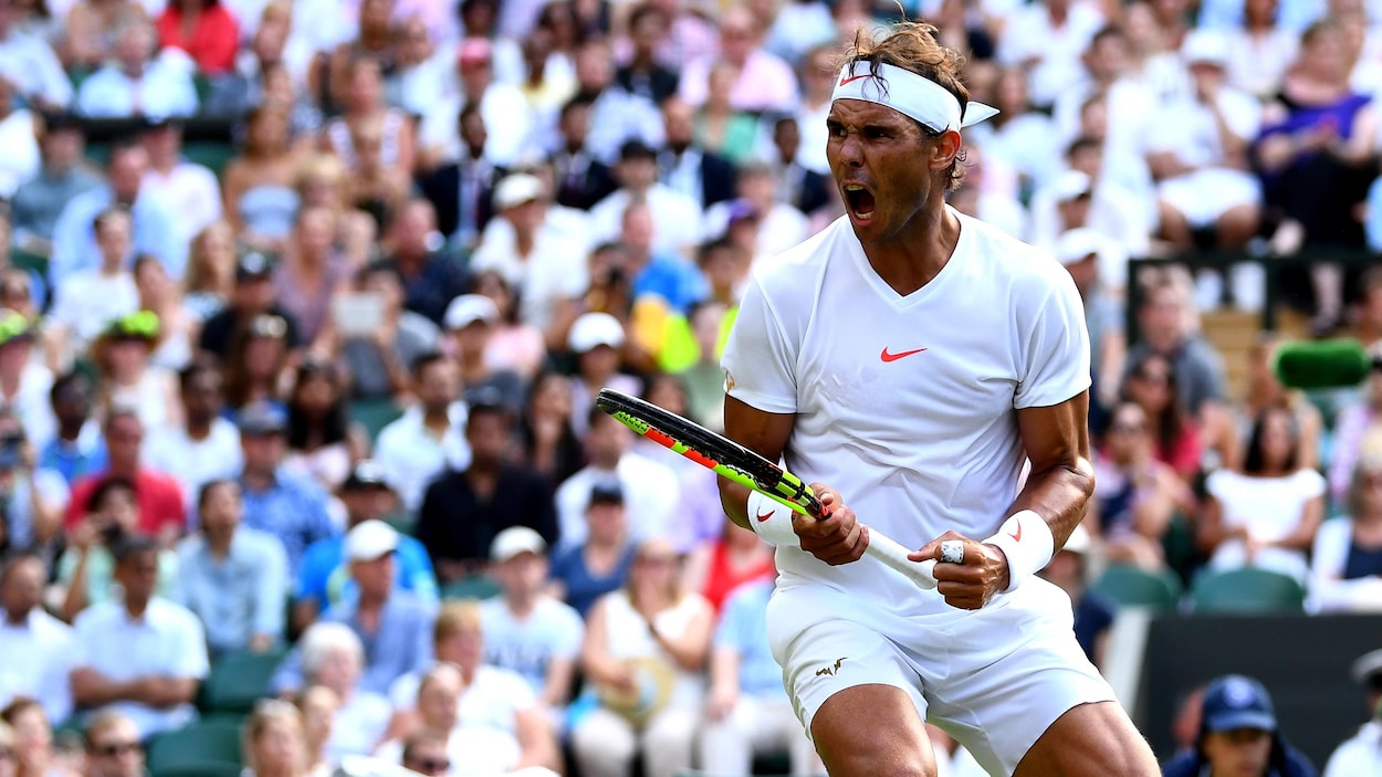 Rafael Nadal réagit à sa victoire à Wimbledon. Rafael Nadal réagit à sa victoire à Wimbledon.