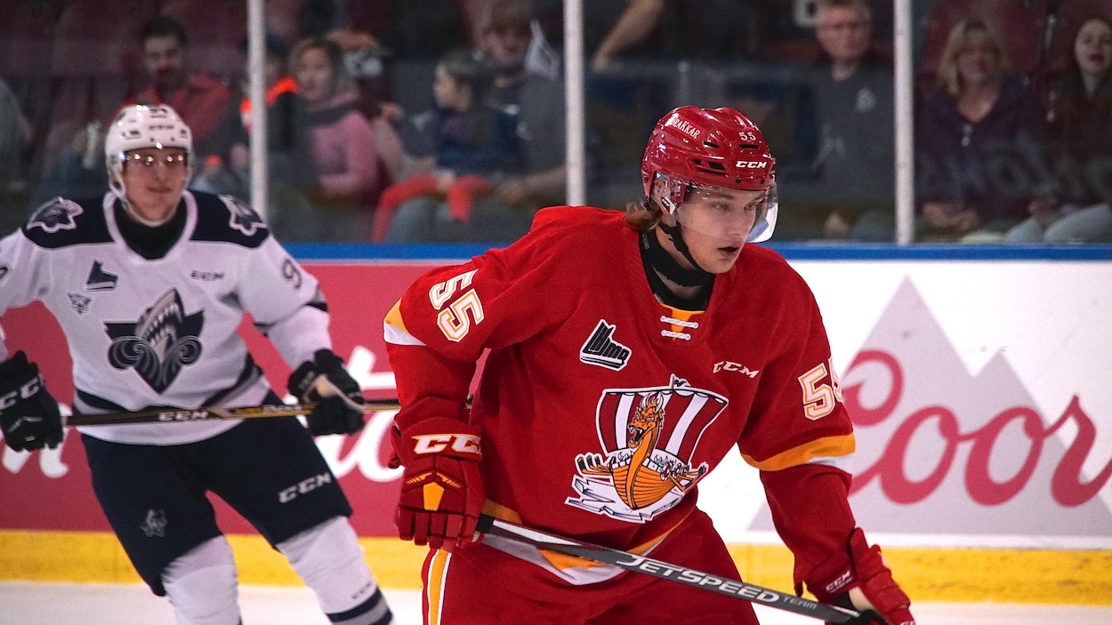 Raivis Kristians Ansons du Drakkar de Baie-Comeau pendant un match contre l'Océanic de Rimouski