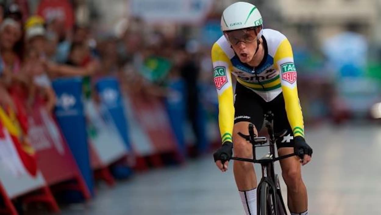 Rohan Dennis à l'arrivée du contre-la-montre au Tour d'Espagne Rohan Dennis à l'arrivée du contre-la-montre au Tour d'Espagne