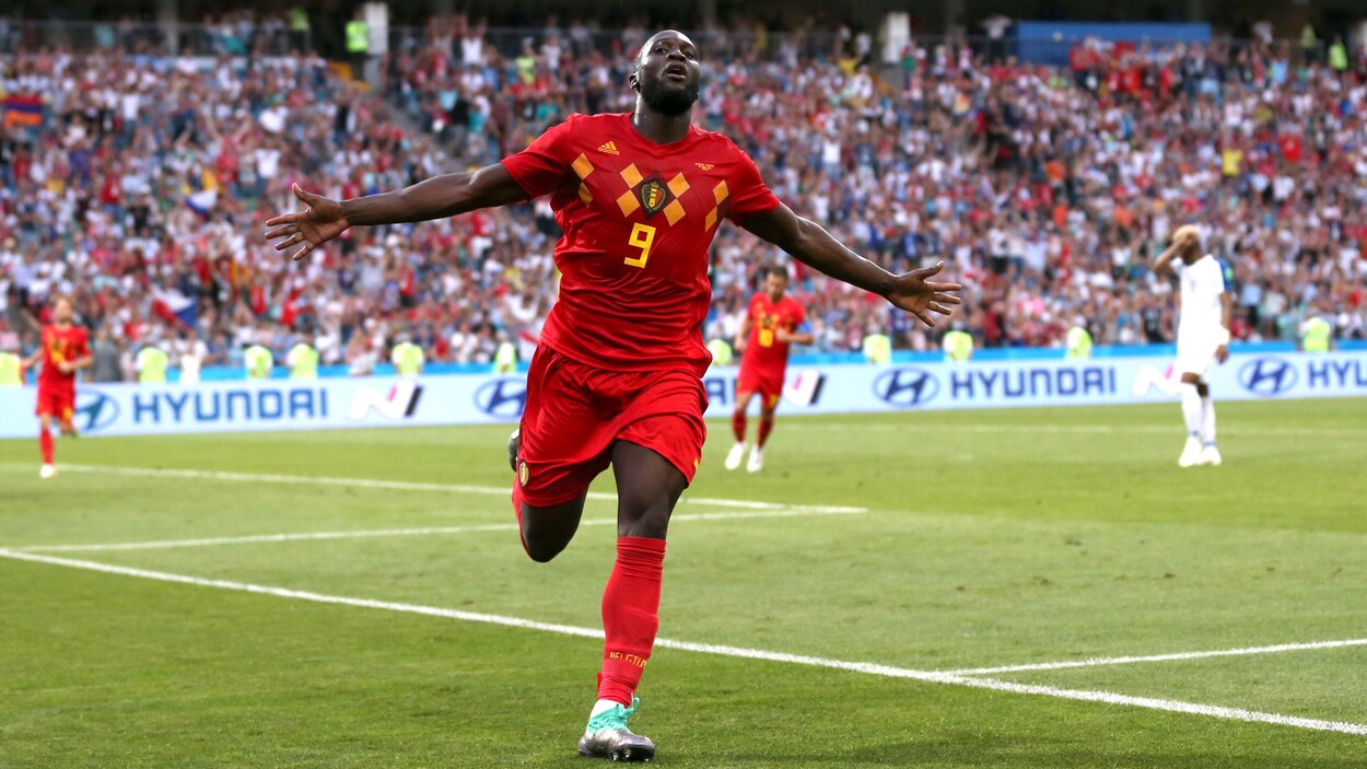 Romelu Lukaku célèbre son doublé lors du match contre le Panama.