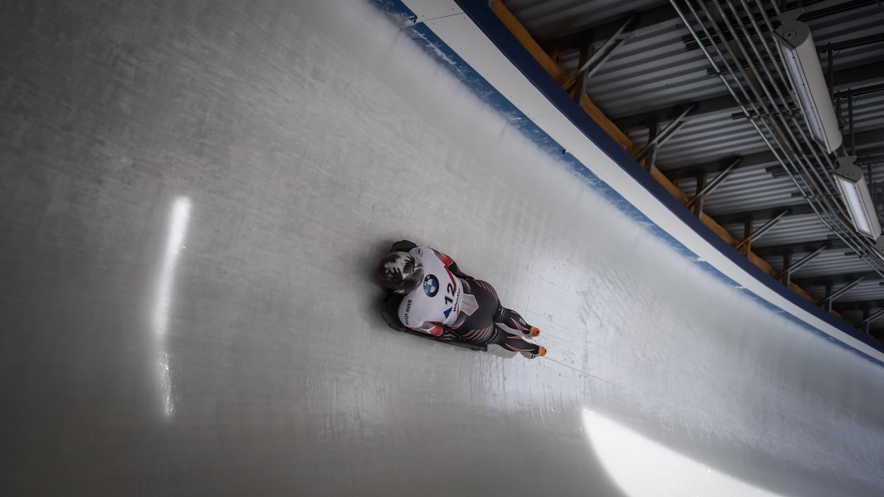 Elisabeth Maier durant sa troisième descente aux Championnats du monde de skeleton