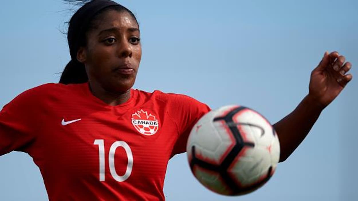Ashley Lawrence, en action, durant le match amical face au Nigeria, le 8 avril dernier, à San Pedro del Pinatar, en Espagne