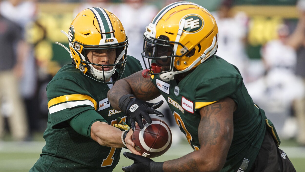 Trevor Harris (no 7) et C.J. Gable (no 2)