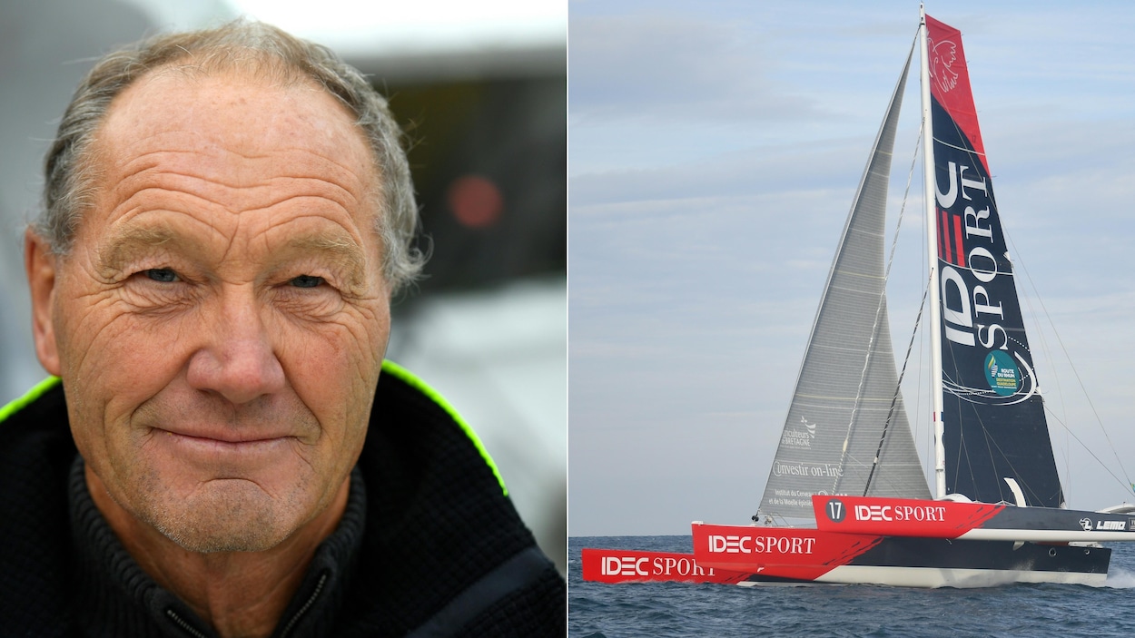 Le navigateur Francis Joyon et son multicoque Ultim, Idec Sport