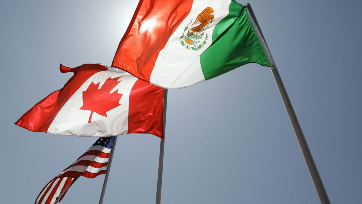 Les drapeaux mexicain, canadien et américain. Les drapeaux mexicain, canadien et américain.