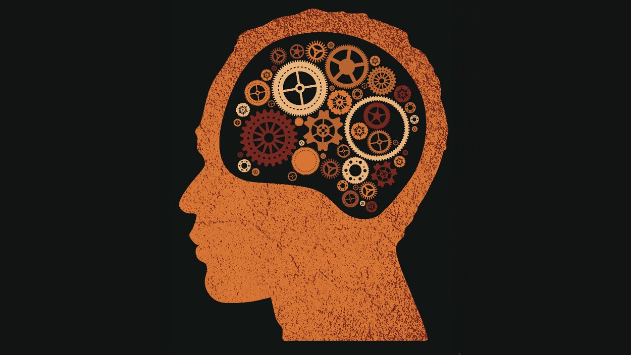 Illustration d'un cerveau avec des rouages