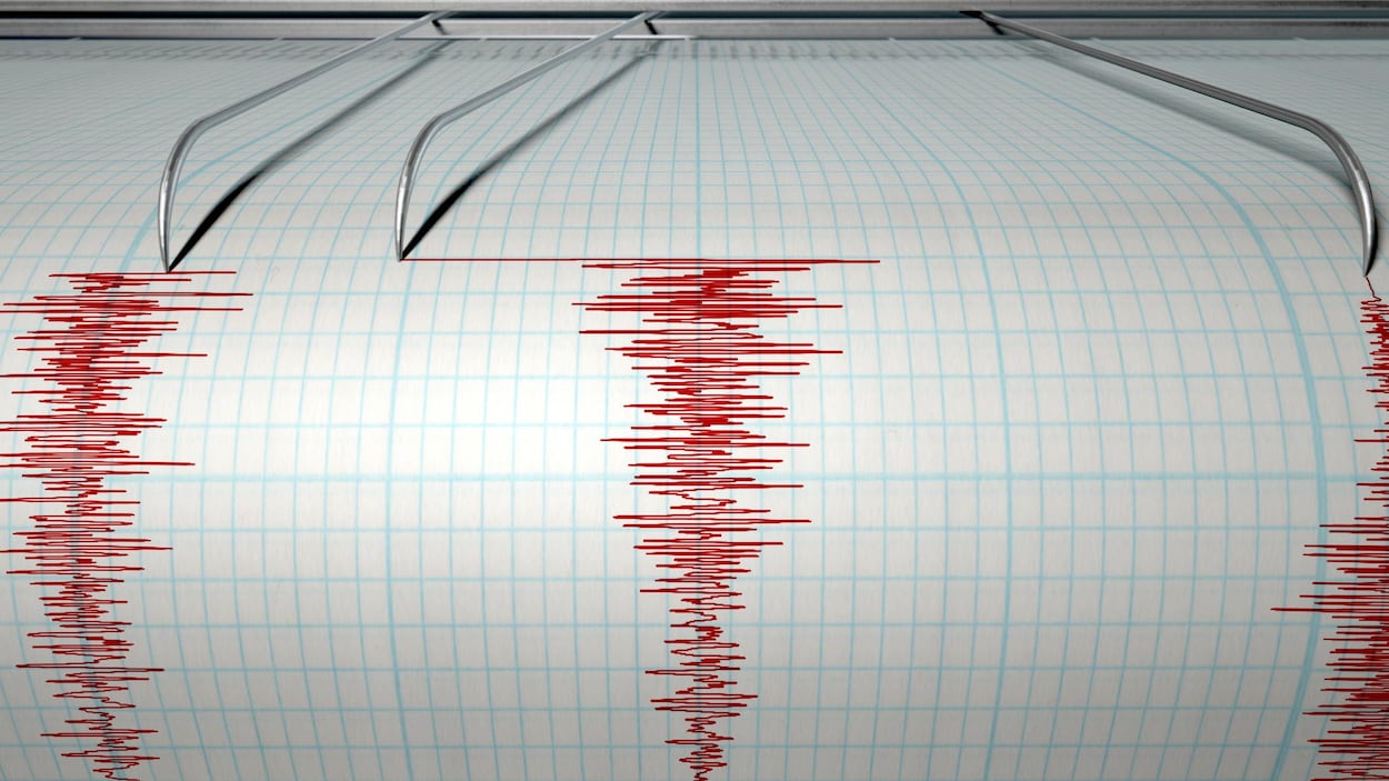Un sismographe s'active pendant un tremblement de terre.