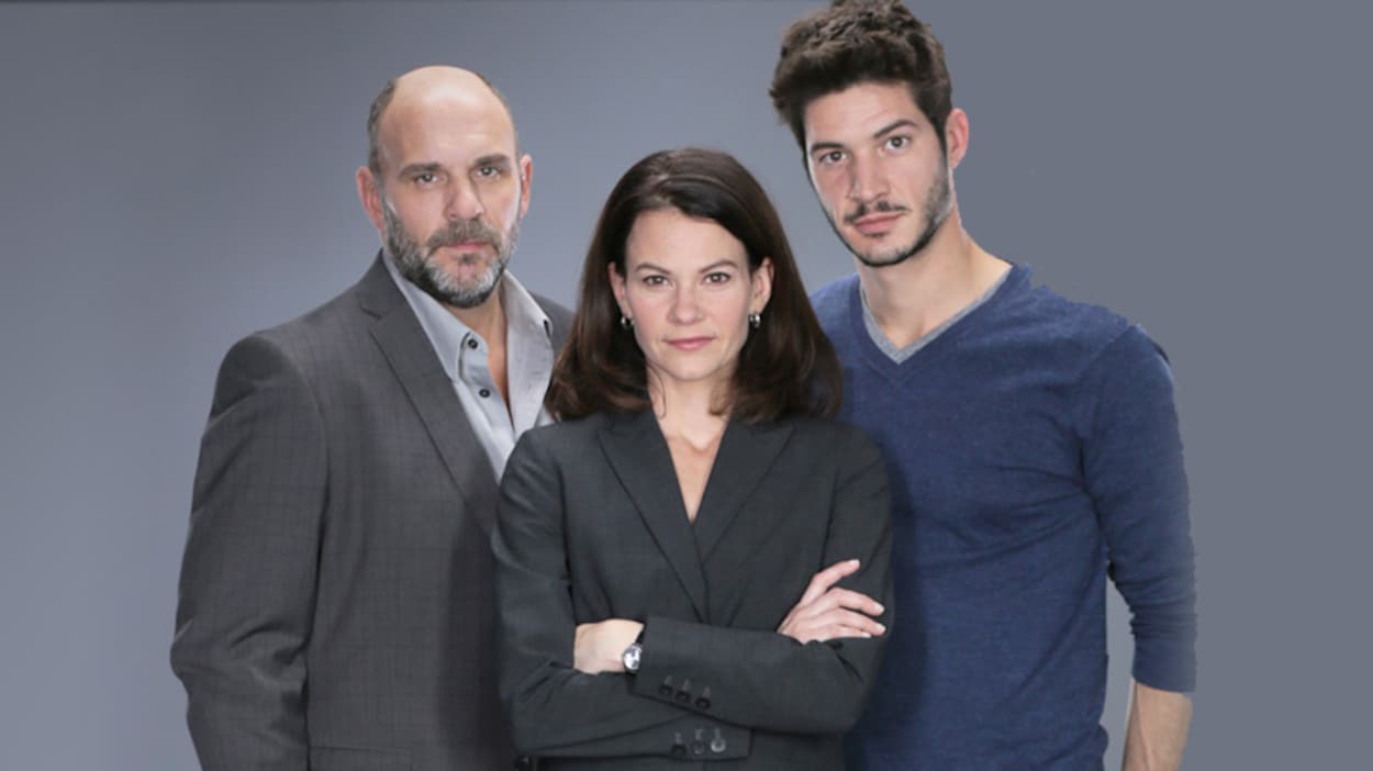Les comédiens Sylvain Marcel, Fanny Mallette et Eric Bruneau sont les têtes d'affiche de la série Mensonges Les comédiens Sylvain Marcel, Fanny Mallette et Eric Bruneau sont les têtes d'affiche de la série Mensonges