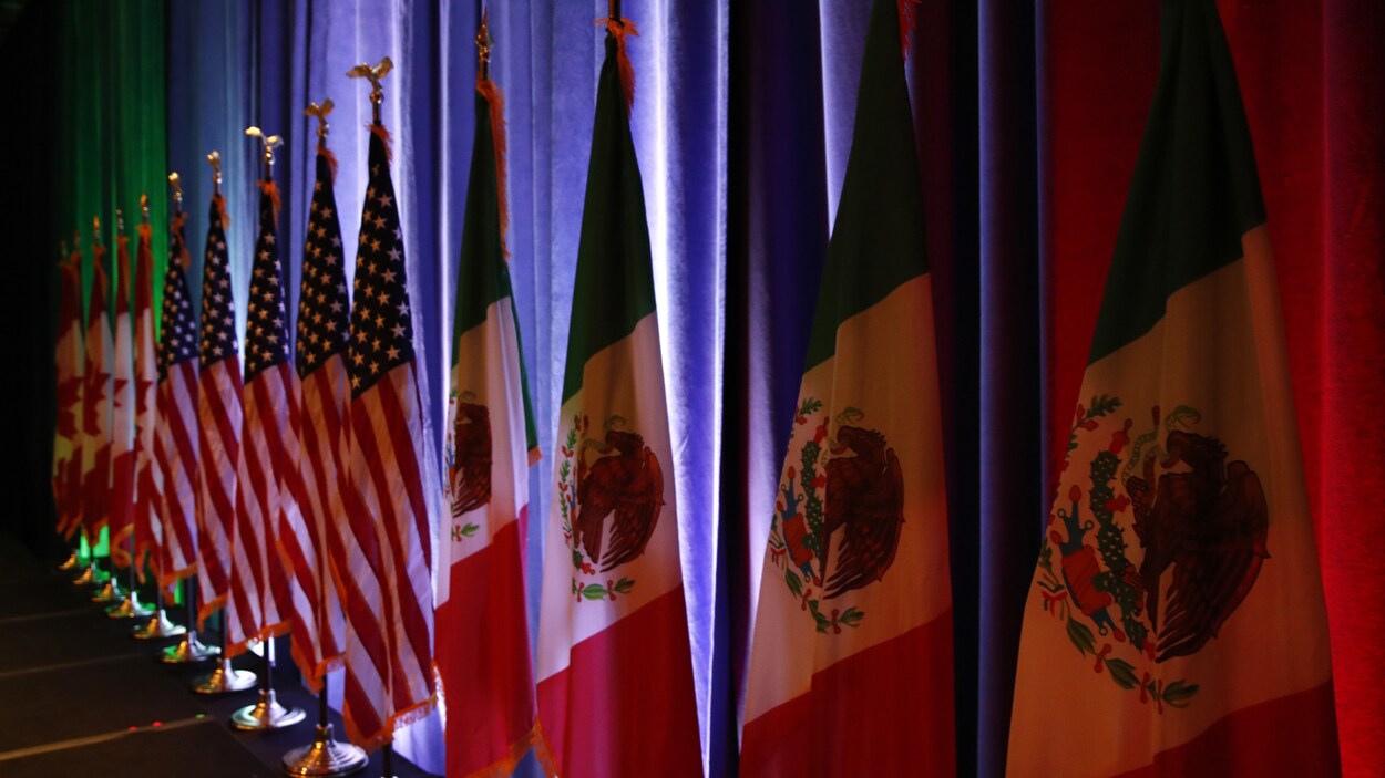 Les drapeaux du Canada, des États-Unis et du Mexique