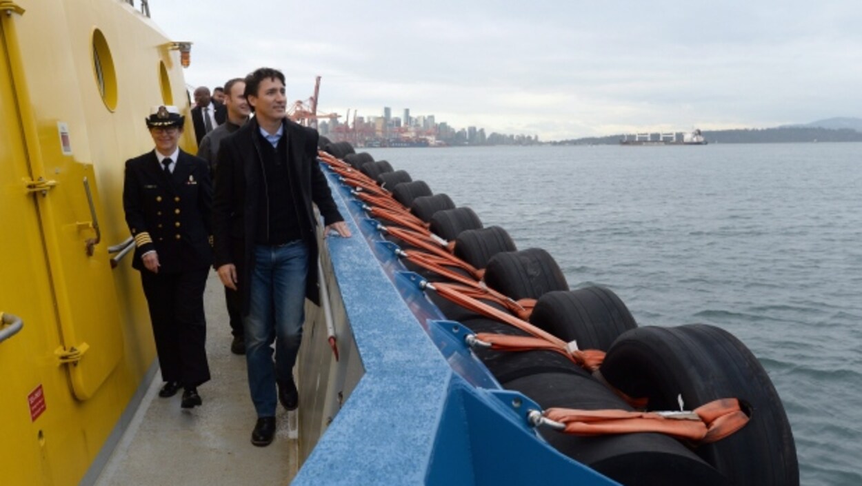 Le premier ministre du Canada, Justin Trudeau, lors de sa première visite à Vancouver depuis l'approbation de Trans Mountain.