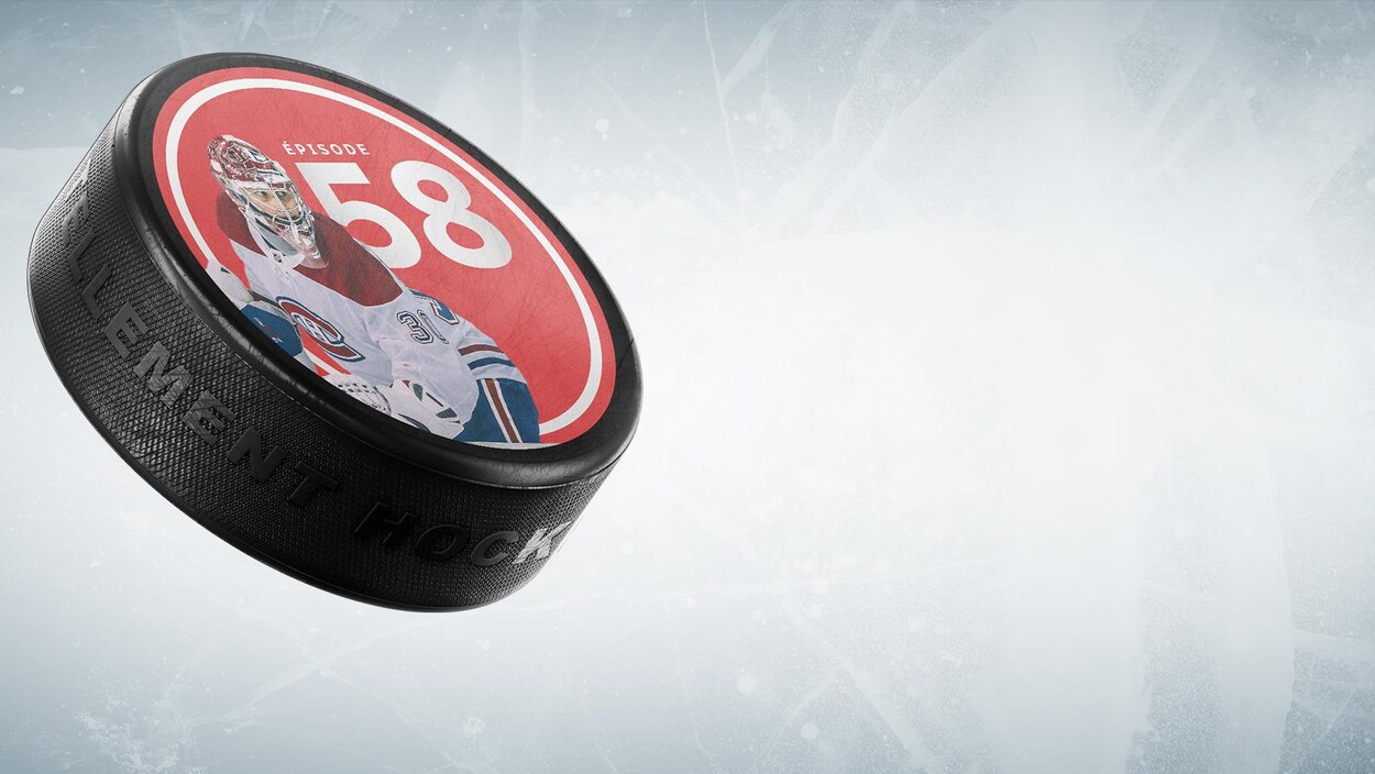 Image montrant une rondelle de hockey, un bâton de hockey et le logo du balado Tellement hockey.