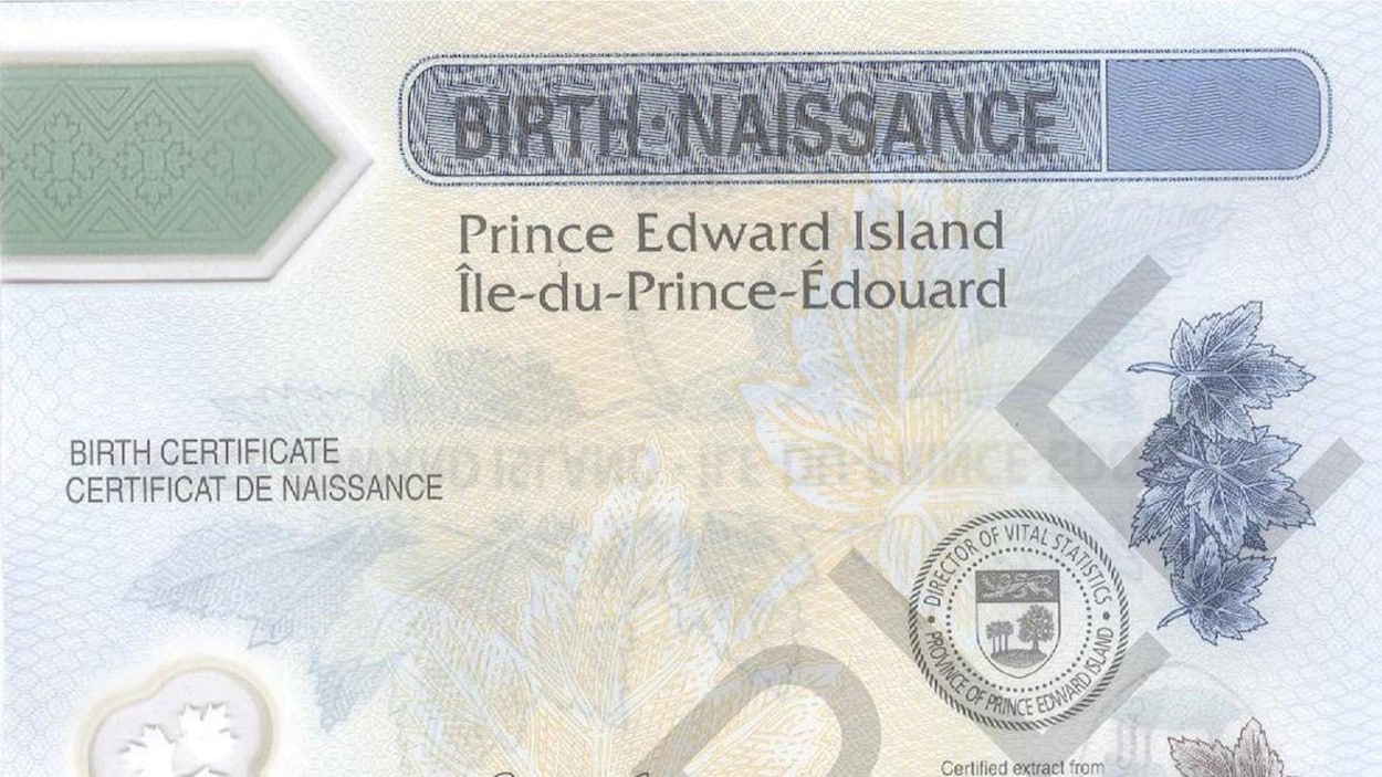 Photo d'un certificat de naissance.