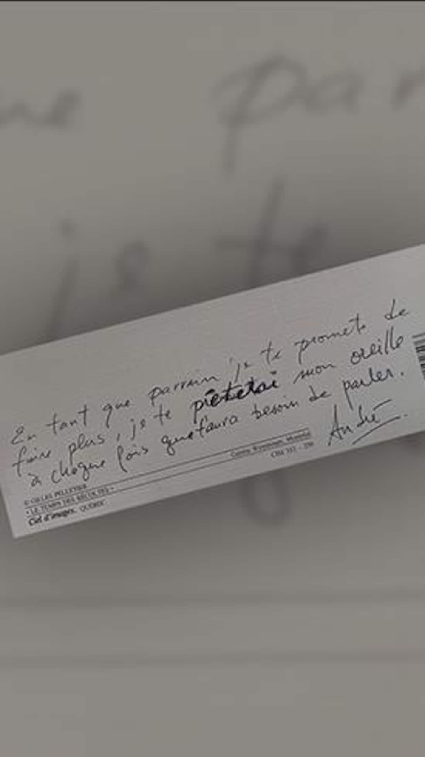 Un mot écrit à la main par André Fortin.