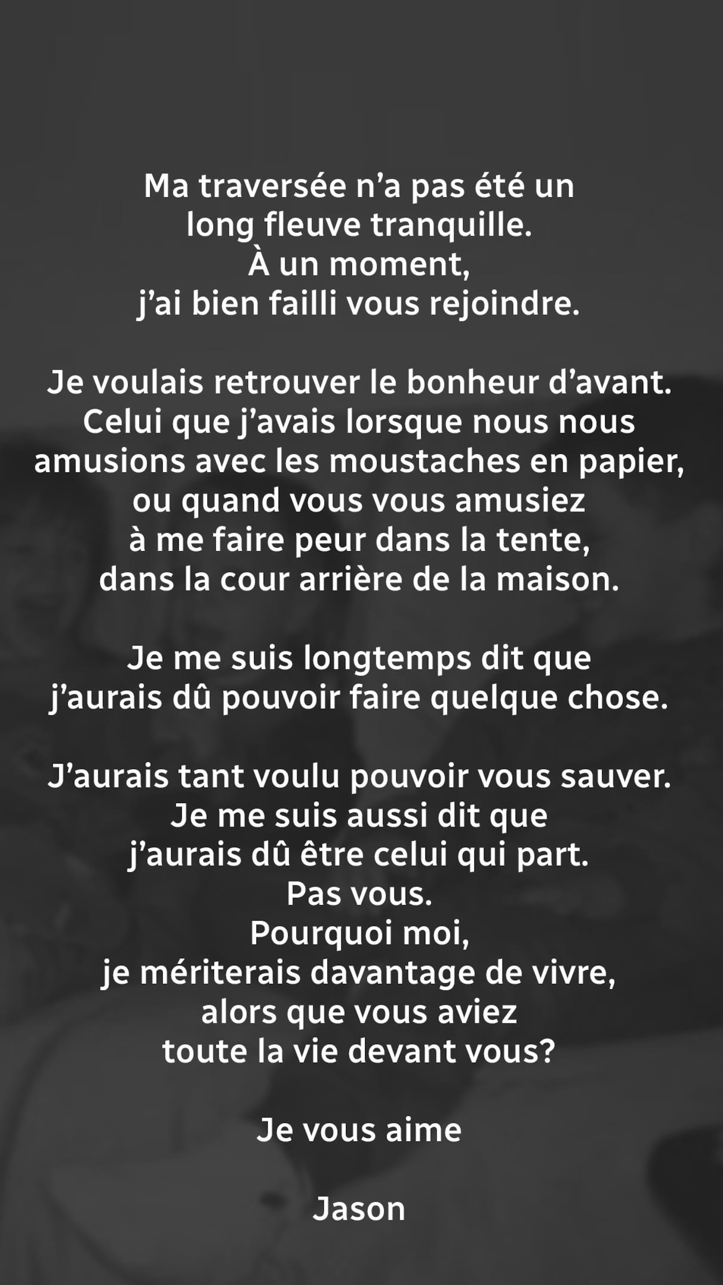Le texte d'une lettre sur une photo.
