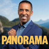 L'animateur Gregory Bernard est photographié devant un paysage de la Colombie-Britannique. Le titre de l'émission apparaît devant lui.