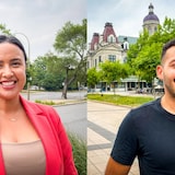 Deux jeunes sourient à la caméra.

