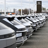 EV lined up in a car park.