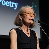 Writer and poet Anne Carson speaks after winning the Griffin Poetry Prize for her genre-bending Red Doc in this 2014 handout photo.