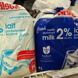 Bags of milk are the only way to get four litres' worth at this Shoppers Drug Mart in Peterborough, Ont. (Emmanuel Pinto)
