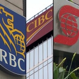 Mga logo ng Bank of Montreal, Royal Bank of Canada, Canadian Imperial Bank of Commerce, Scotiabank at Toronto-Dominion Bank.