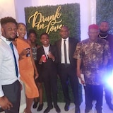 A family at a formal event.