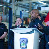 Peel Police Chief Officer Nishan Duraiappah speaking during a press conference.