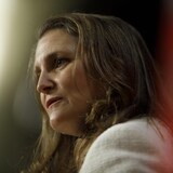 Deputy Prime Minister and Finance Minister Chrystia Freeland addresses a crowd at the Empire Club of Canada in Toronto on June 16, 2022. Federal officials warn Canada can't afford to go toe-to-toe with the U.S. on tax credits meant to boost investment. (The Canadian Press)