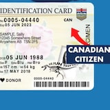 Un permis de conduire arborant le marqueur de citoyenneté canadienne. 