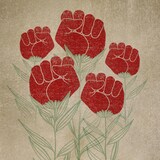 Des poings en forme de fleurs