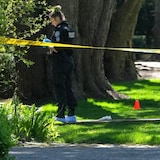 Toronto police at the scene of a shooting outside the gate of Drake's Toronto mega-mansion on May 7, 2024. 