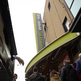 A queue in front of the Hot Docs cinema.
