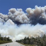 دخان كثيف يتصاعد من حريق غابات في جنوب مقاطعة نوفا سكوشا في شرق كندا في 28 أيار (مايو) 2023.