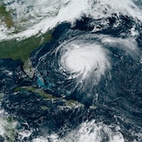 This satellite image provided by NOAA shows Hurricane Fiona in the Atlantic Ocean near Bermuda, moving north on Thursday, Sept. 22, 2022.