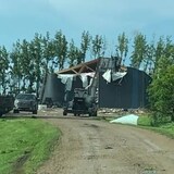 Farm buildings were damaged at this property near Foam Lake Wednesday, from a tornado. (Submitted by Riley Anthony)